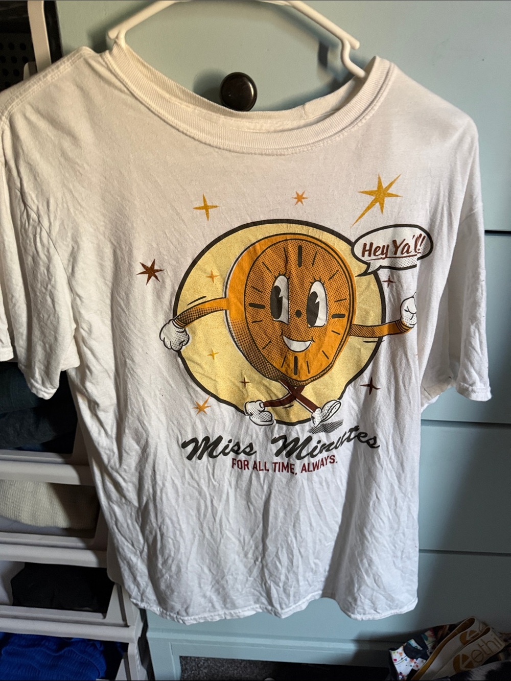 Marvel White T-Shirt with Yellow & Brown Clock Graphic